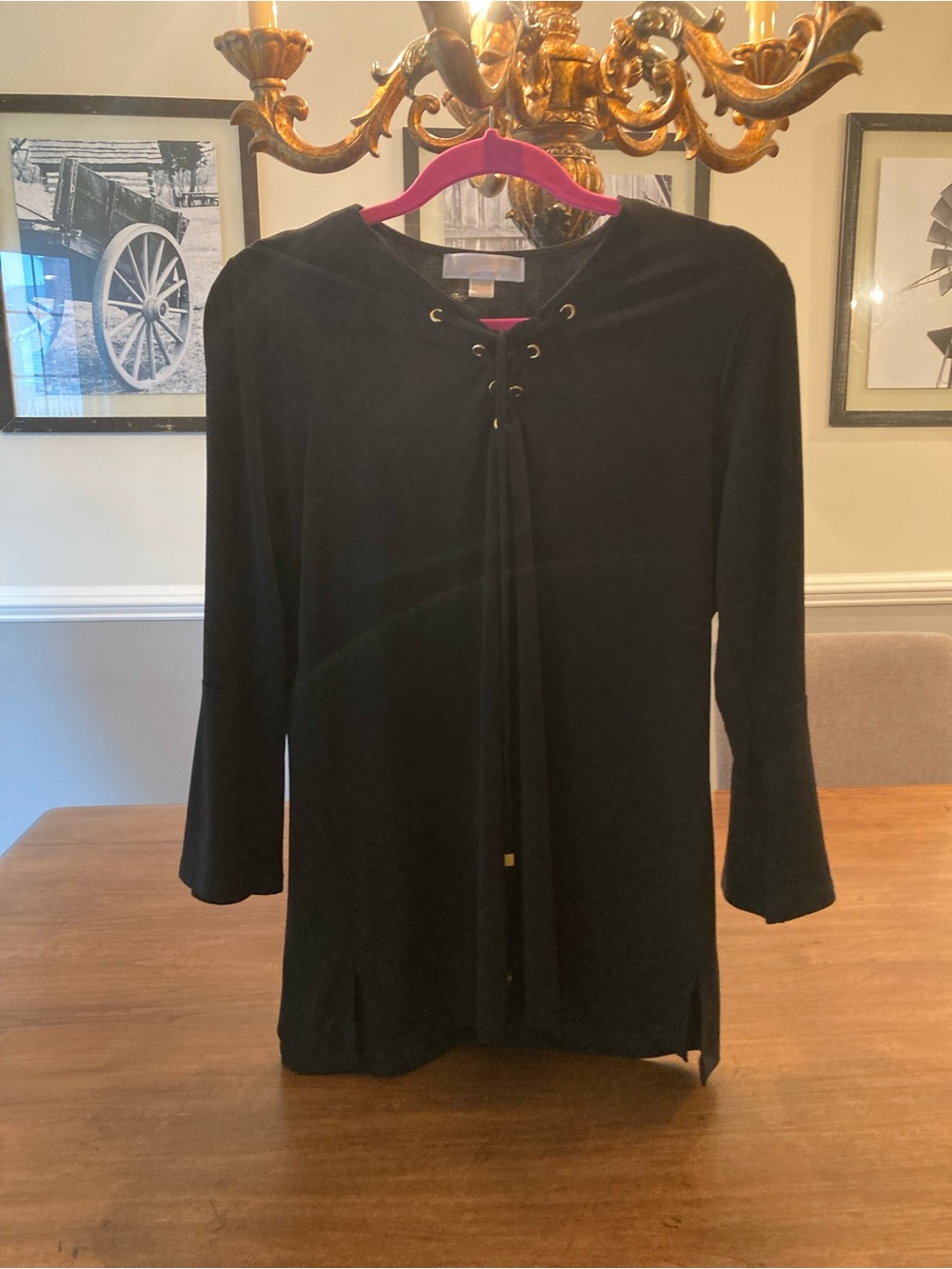 Michael Kors Black Lace-Up Tunic Top